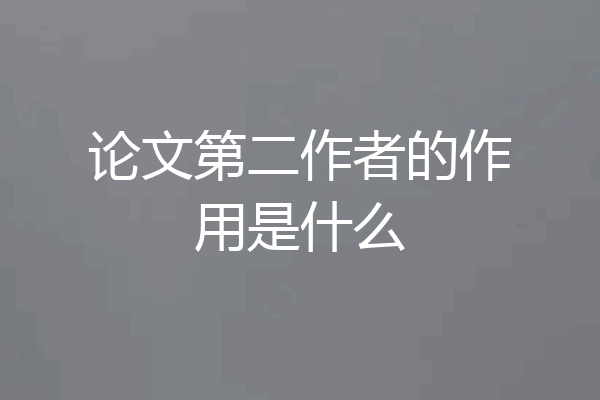 论文第二作者的作用是什么