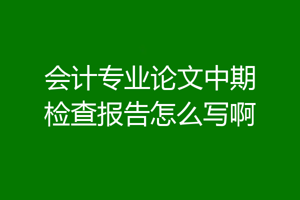 会计专业论文中期检查报告怎么写啊