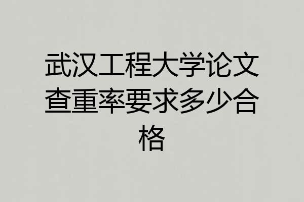 武汉工程大学论文查重率要求多少合格