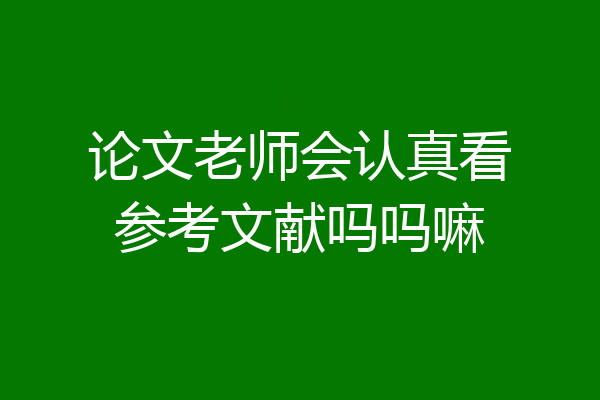论文老师会认真看参考文献吗吗嘛
