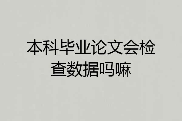 本科毕业论文会检查数据吗嘛
