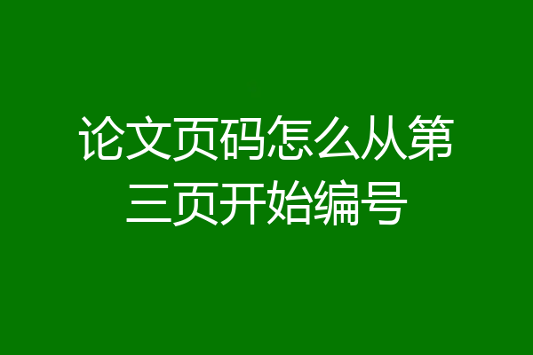 论文页码怎么从第三页开始编号