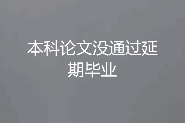 本科论文没通过延期毕业