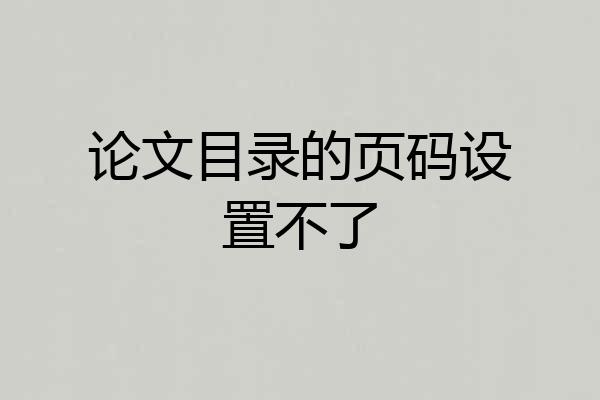 论文目录的页码设置不了