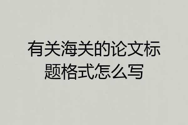 有关海关的论文标题格式怎么写