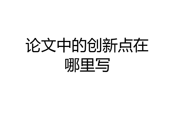 论文中的创新点在哪里写