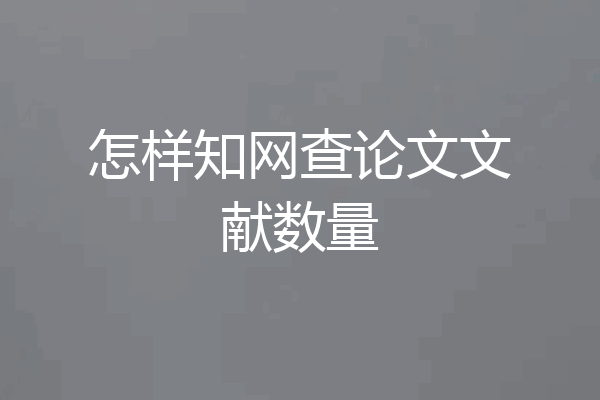 怎样知网查论文文献数量