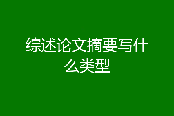 综述论文摘要写什么类型