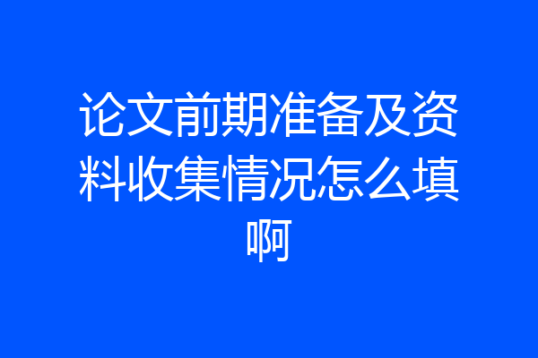论文前期准备及资料收集情况怎么填啊