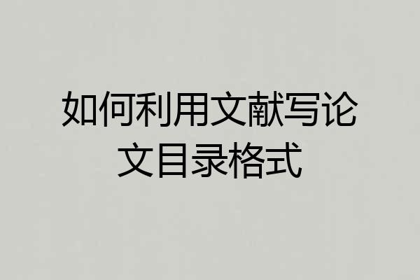 如何利用文献写论文目录格式