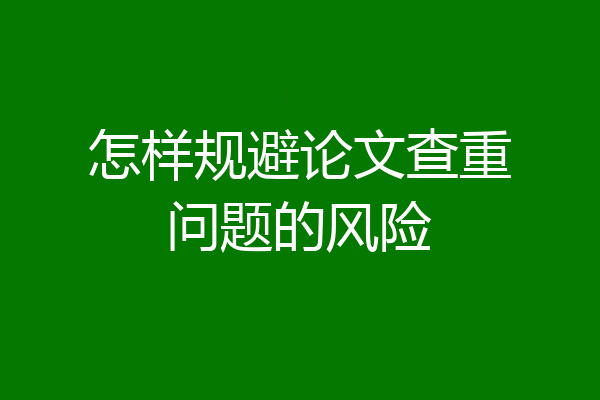 怎样规避论文查重问题的风险