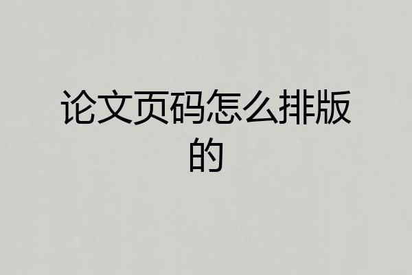 论文页码怎么排版的