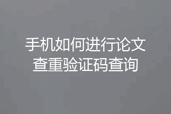 手机如何进行论文查重验证码查询