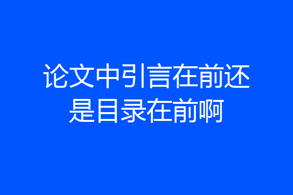 论文中引言在前还是目录在前啊
