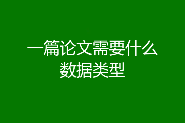 一篇论文需要什么数据类型