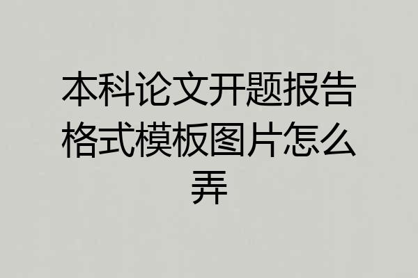 本科论文开题报告格式模板图片怎么弄