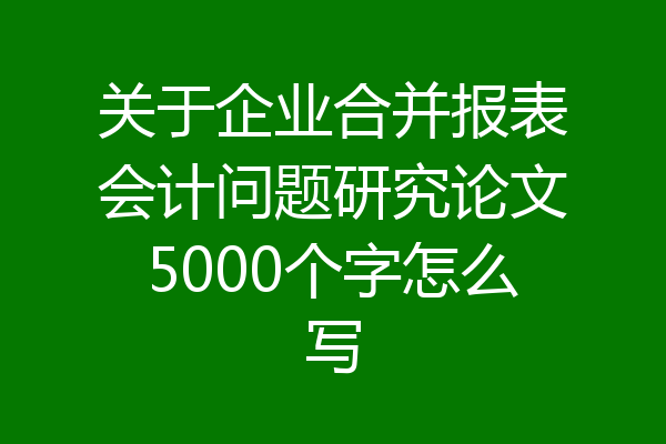 关于企业合并报表会计问题研究论文5000个字怎么写