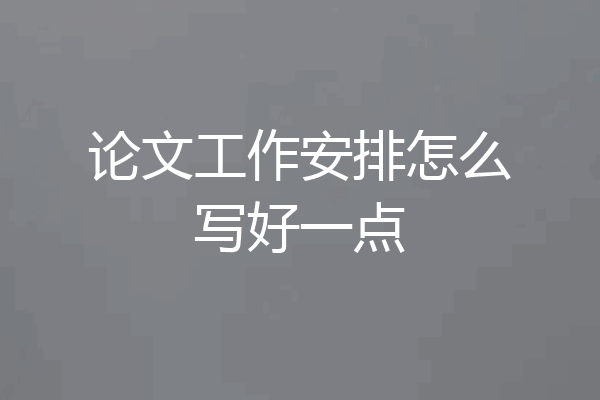 论文工作安排怎么写好一点