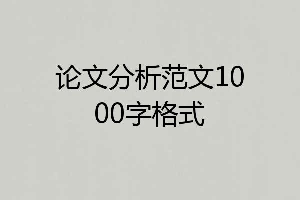 论文分析范文1000字格式
