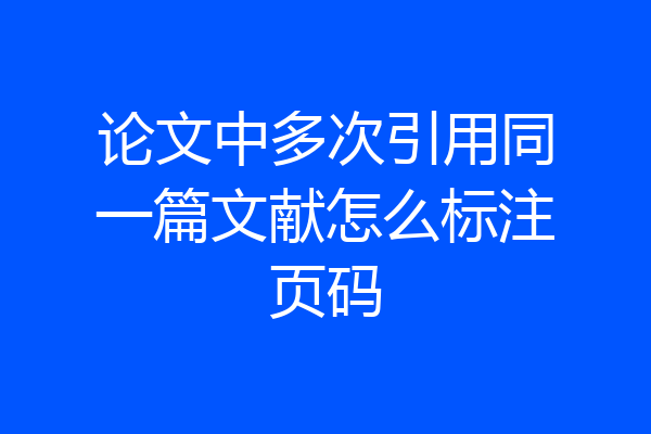 论文中多次引用同一篇文献怎么标注页码