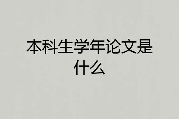 本科生学年论文是什么