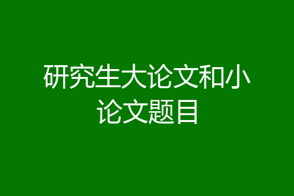 研究生大论文和小论文题目