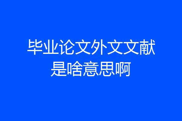毕业论文外文文献是啥意思啊