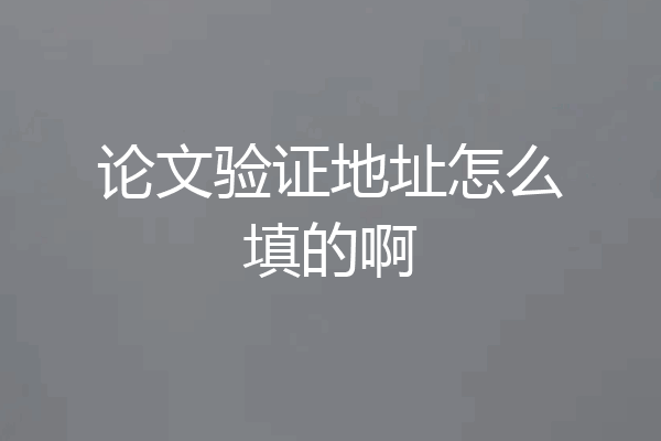 论文验证地址怎么填的啊