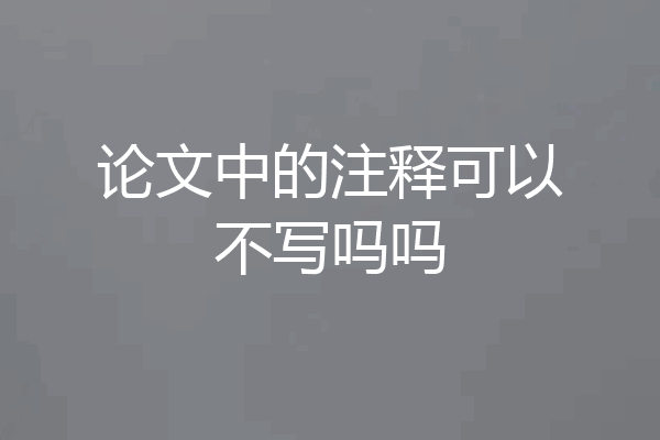 论文中的注释可以不写吗吗