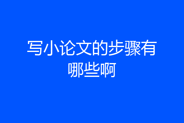 写小论文的步骤有哪些啊