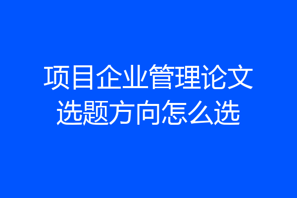 项目企业管理论文选题方向怎么选