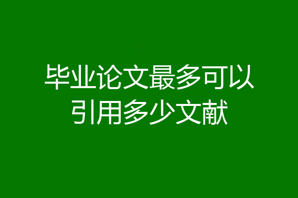 毕业论文最多可以引用多少文献