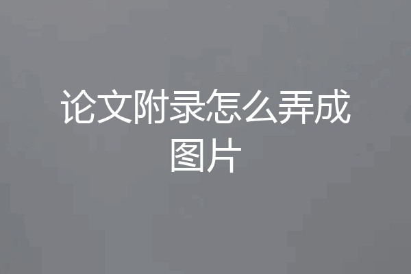 论文附录怎么弄成图片