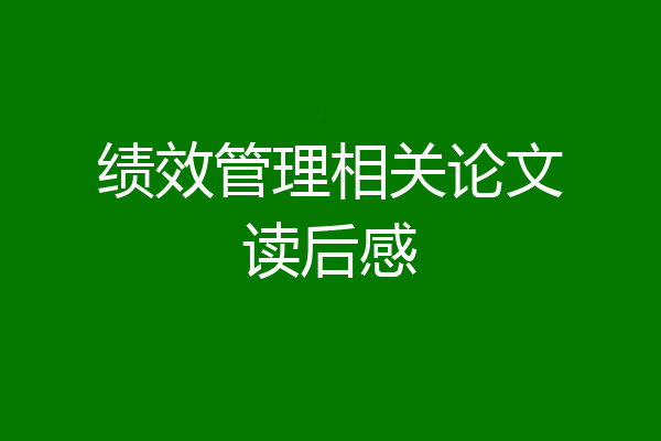 绩效管理相关论文读后感