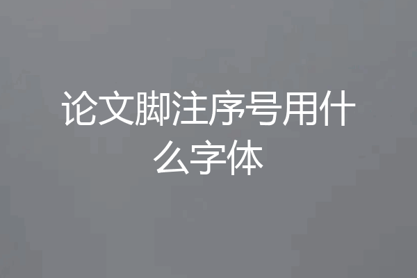 论文脚注序号用什么字体