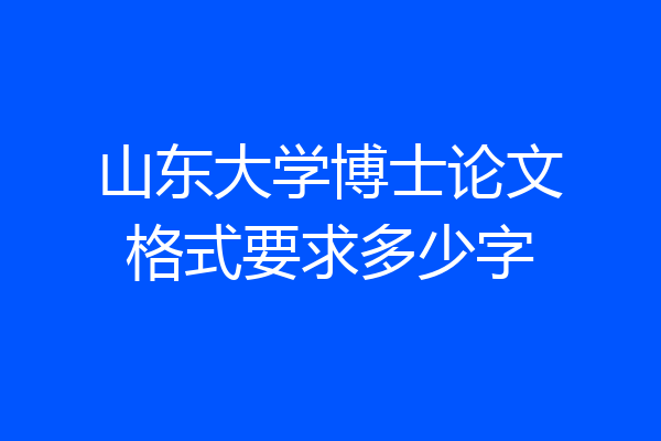 山东大学博士论文格式要求多少字