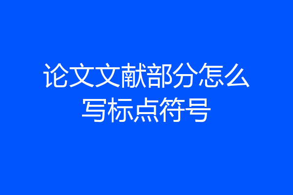 论文文献部分怎么写标点符号