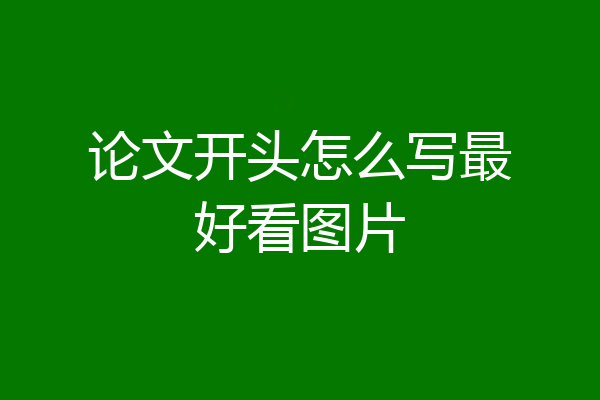 论文开头怎么写最好看图片