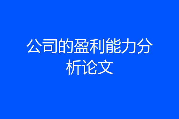 公司的盈利能力分析论文