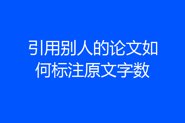 引用别人的论文如何标注原文字数