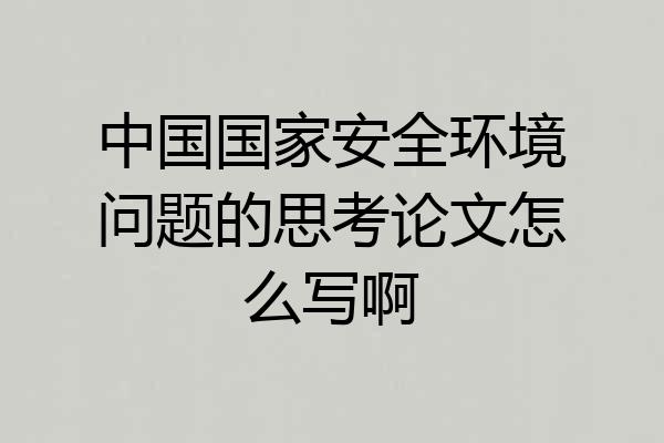 中国国家安全环境问题的思考论文怎么写啊