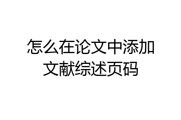 怎么在论文中添加文献综述页码