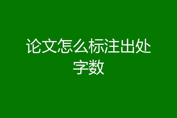 论文怎么标注出处字数