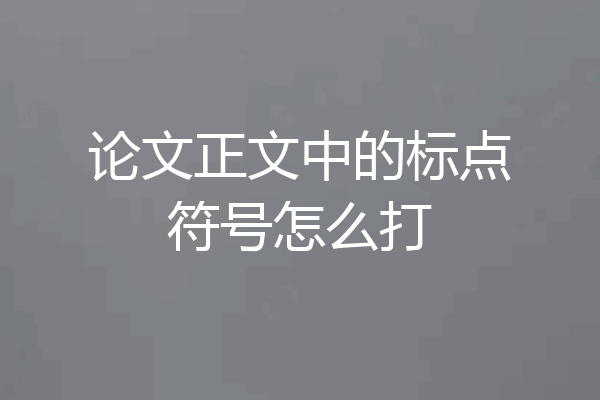 论文正文中的标点符号怎么打