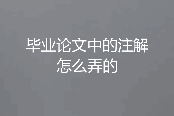 毕业论文中的注解怎么弄的