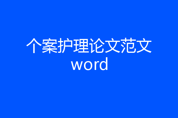 个案护理论文范文word