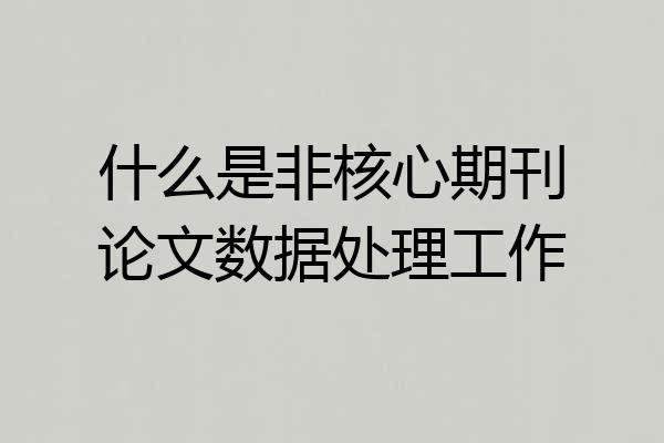 什么是非核心期刊论文数据处理工作