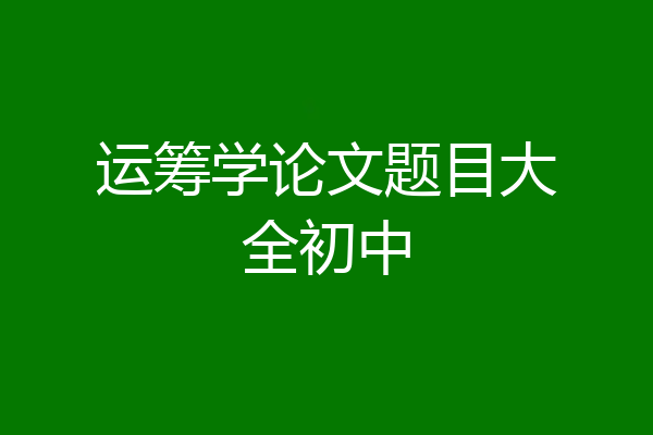 运筹学论文题目大全初中