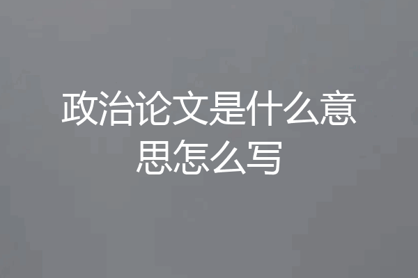政治论文是什么意思怎么写