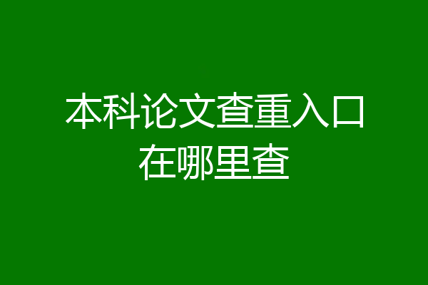 本科论文查重入口在哪里查
